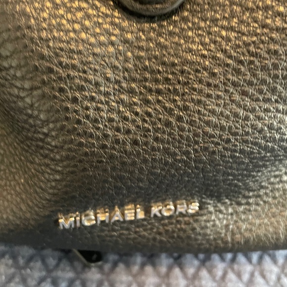 Michael Kors Raven Pebbled Leather Black & Silver Backpack Purse w/ Dust Bag - Picture 3 of 7